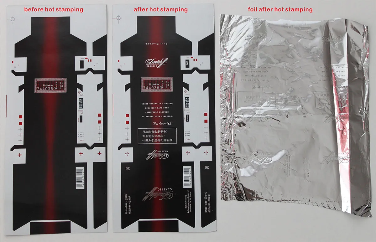foil stamp process before and after comparison chart